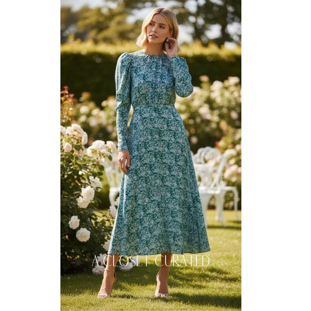 ROTATE Birger Christensen No 57 Rerunner Midi Dress Blue 10 NEW